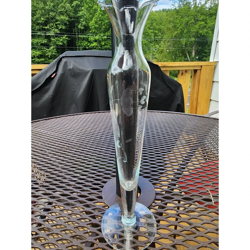 Vintage Princess House Heritage‎ Crystal Bud Vase Ruffled Rim 10